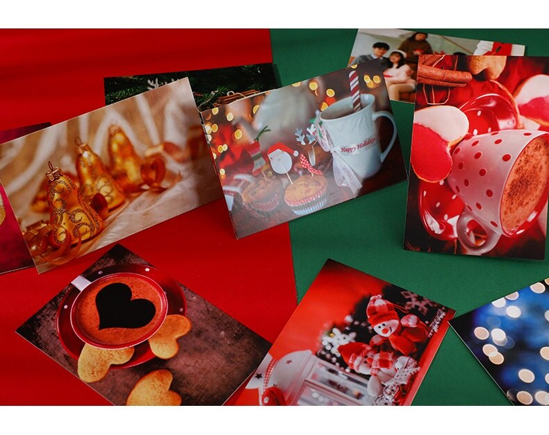 Carte postale créative de la série réveillon de noël, carte de vœux, de dessin animé, de noël et du nouvel an, DIY, 30 pièces/ensemble