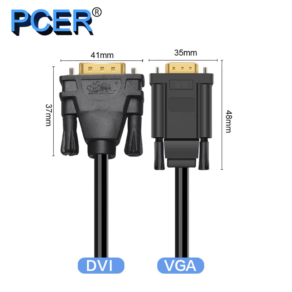 Pcer dvi 24+5 to vga kabel adapter dvi han til vga han konverter digital video kabel dvi vga kabel pc monitor hdtv projektor