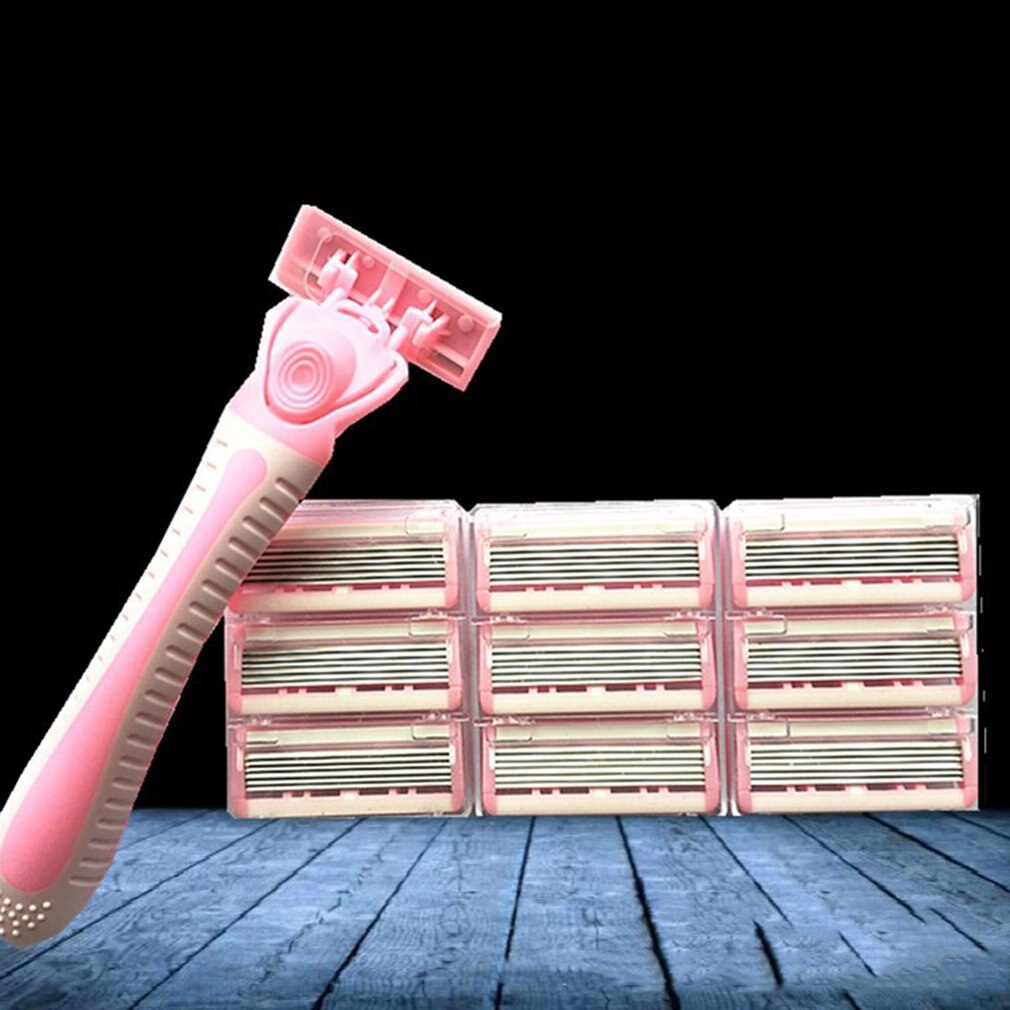 Manual Beard Shaver Manual Hand Safety Razor 10PCS 6-Layer Blade ABS Grip Anti-slip Handle Portable Home Use