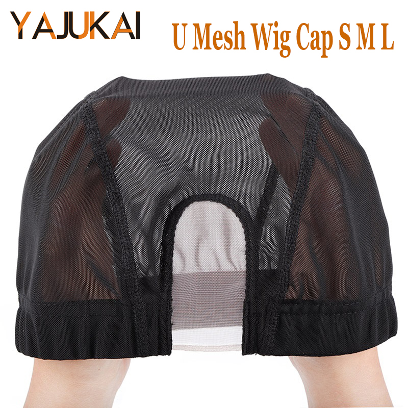 Cuffia per parrucca elastica senza colla S/M/L con parte a U in pizzo per la realizzazione di parrucche più facile da cucire nei capelli Cuffia per tessitura estensibile Retina per capelli Fodera per parrucca 1 pz