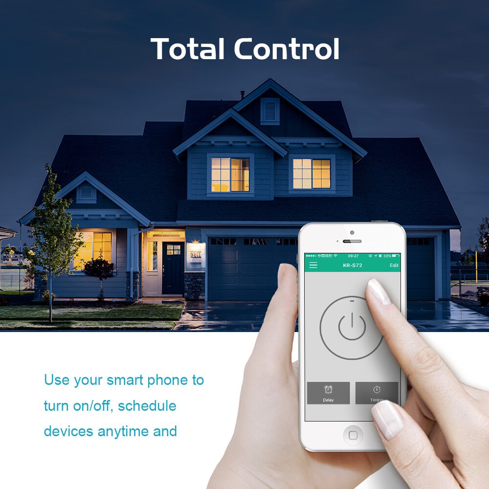 KERUI – prise intelligente WiFi sans fil, domotique, prise AU/US/UK, contrôle à distance avec application IOS et Android