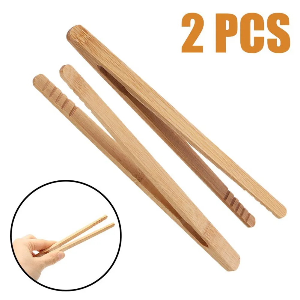2Stck Holz Tee Clip Bambus Küche Salat Lebensmittel Toast Tong Pinzette Fleck Zucker Eis Tee Utensil Teegeschirr zubehör