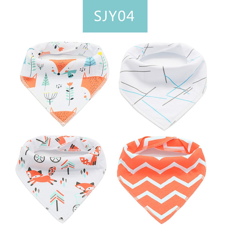 Gelukkig Fluit 4 Stuks Veel Baby Kids 100% Katoen Bandana Slabbetjes Feeding Speeksel Handdoek Dribble Driehoek Set