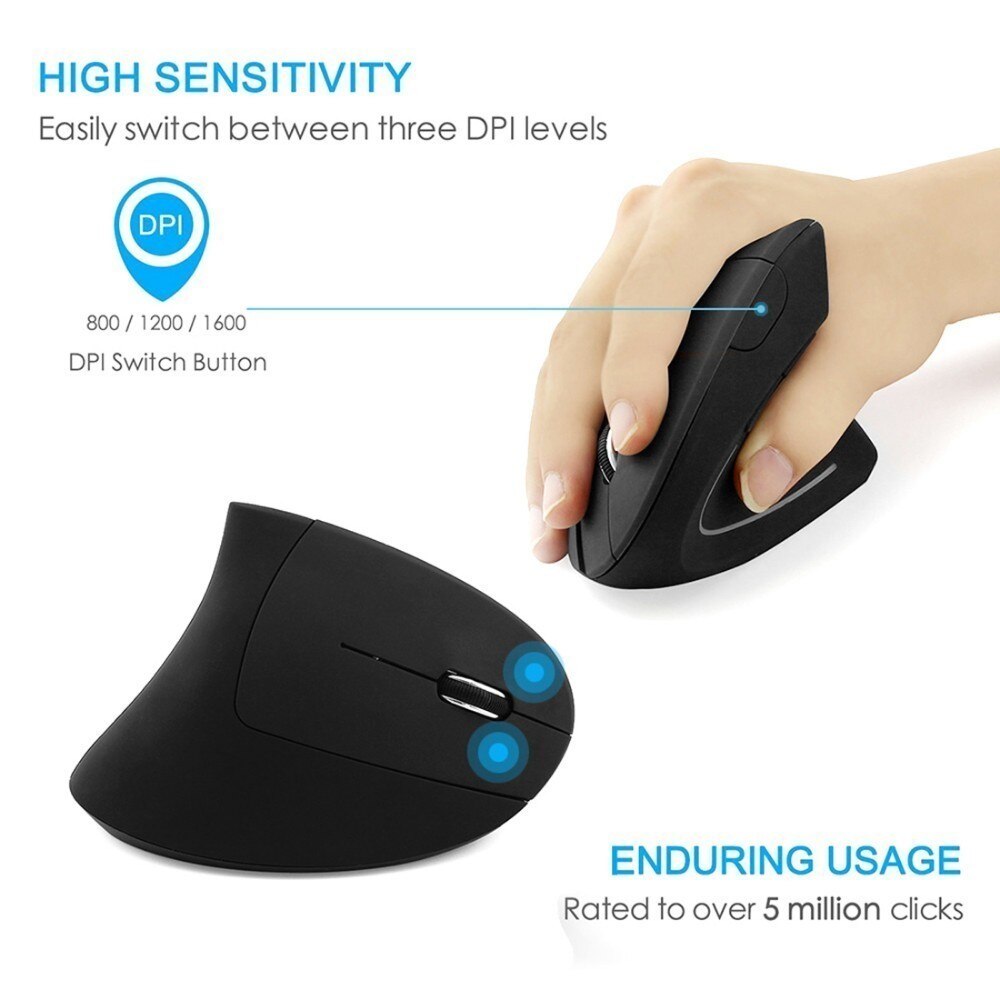 CHYI Ergonomische Vertikale Maus kabellos 1600DPI Optische Computer Mause Gamer 5D LED Spielen Mäbenutzen Mit Maus Pad Bausatz Für Laptop PC