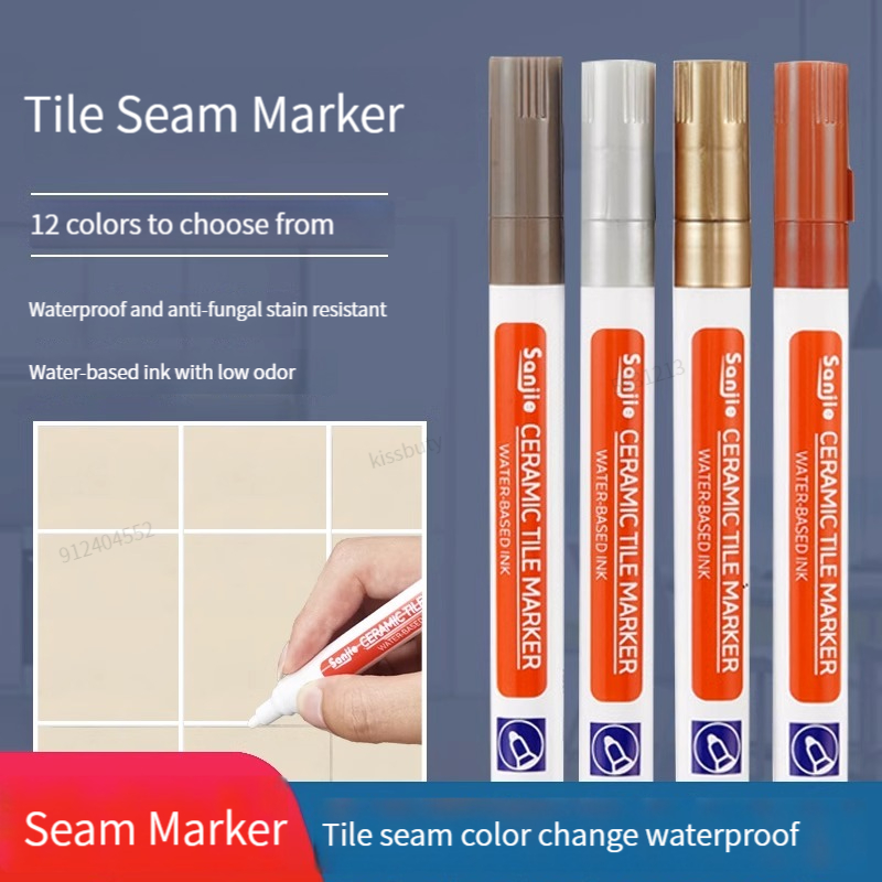 12-farbiger weißer wasserdichter Fugenmörtel-Fliesenmarker, Fugenmörtel-Stift, Wandnahtstift für Fliesen, Boden, Badezimmer, Dekontamination, Nahtreparaturwerkzeuge