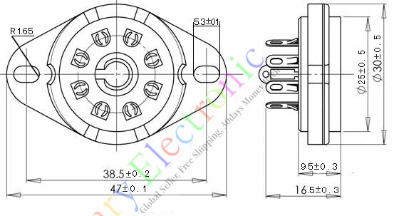 8-Piece Ceramic Vacuum Tube Socket - Silver 8-Pin Loctal Valve Base for Audio Amps