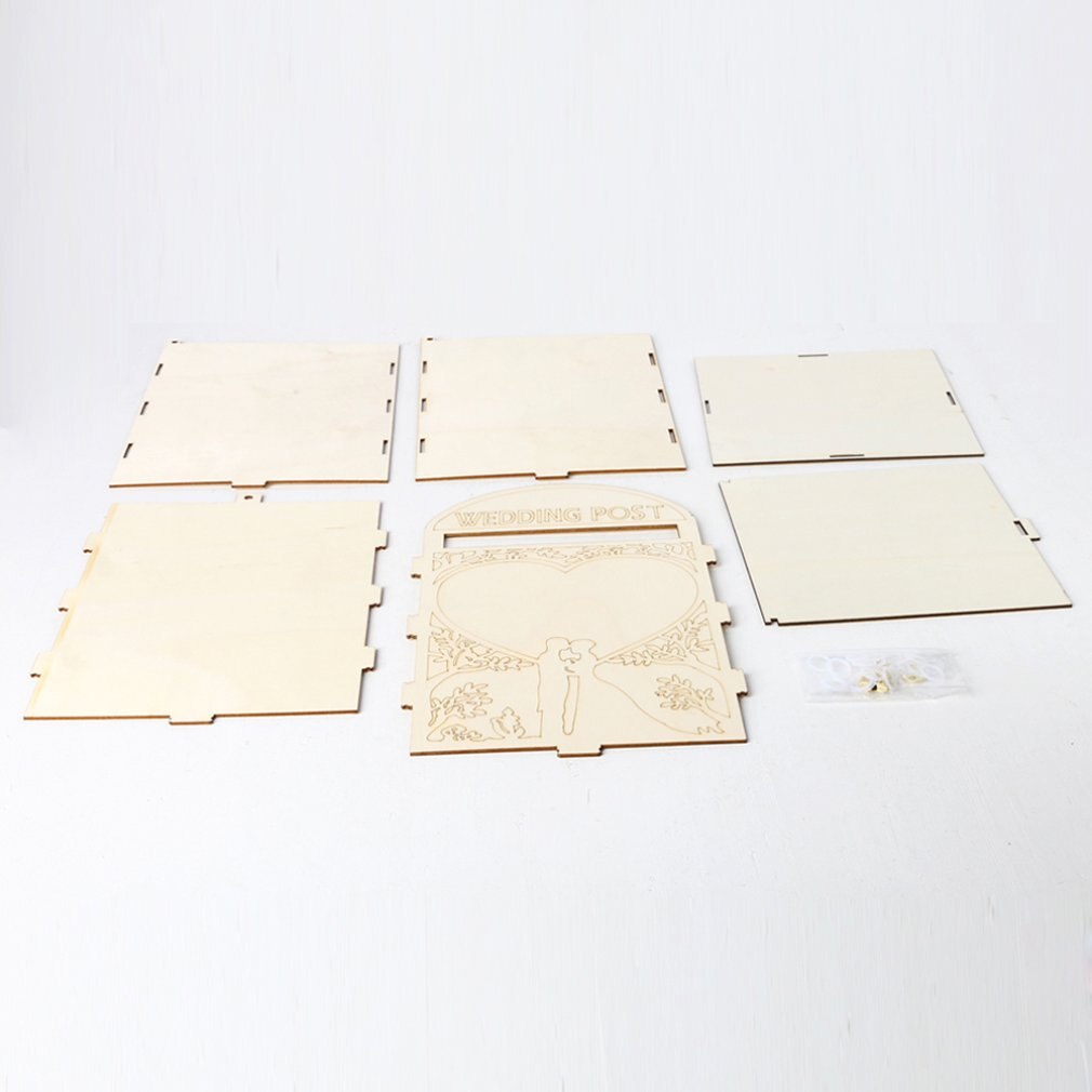 Buzón de madera para boda, decoración de estilo de poste real, Letra de boda de madera, caja original, adornos para manualidades