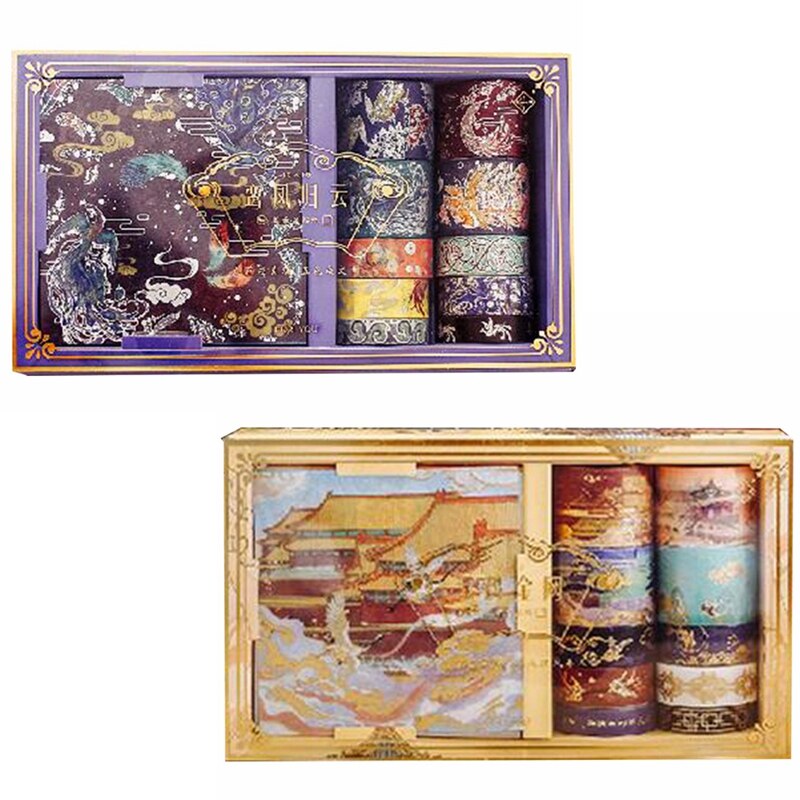 2Set Retro Chinese Stijl Masking Washi Tape Set Decoratieve Plakband Voor Diy Scrapbooking Sticker Label-D & een