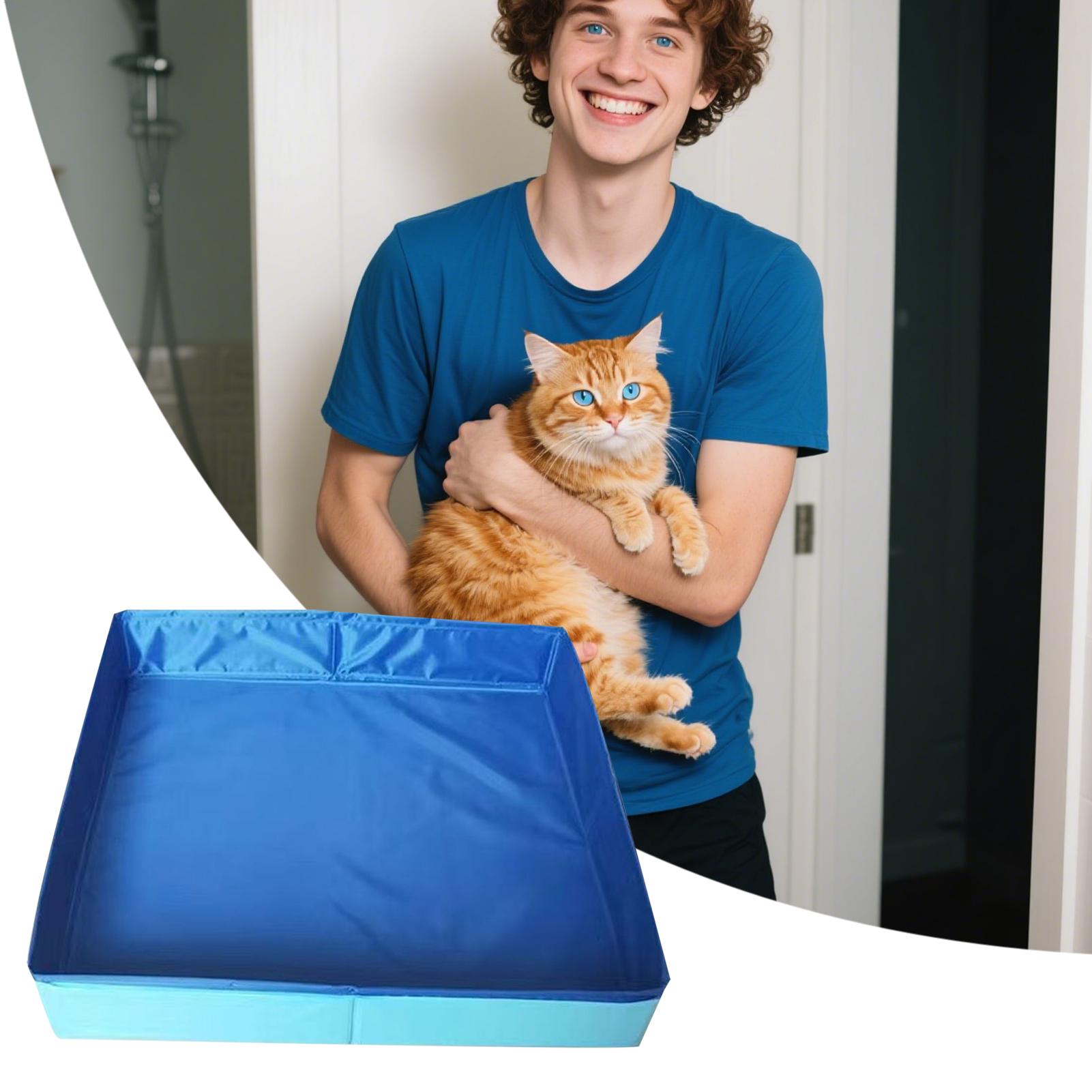 Pet Swimming Pool PVC Foldable Dog Bath Tub Square-Shaped Anti-Slip Save Space Pet Puppy Bathing Tub for Home Yard Garden