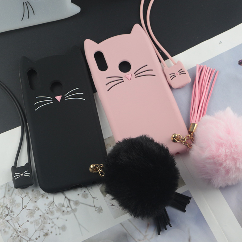 Cute 3D Cartoon Silicon Case for Huawei Honor 10i Cases Japan Glitter Beard Cat Lovely Ears Kitty Phone Cover