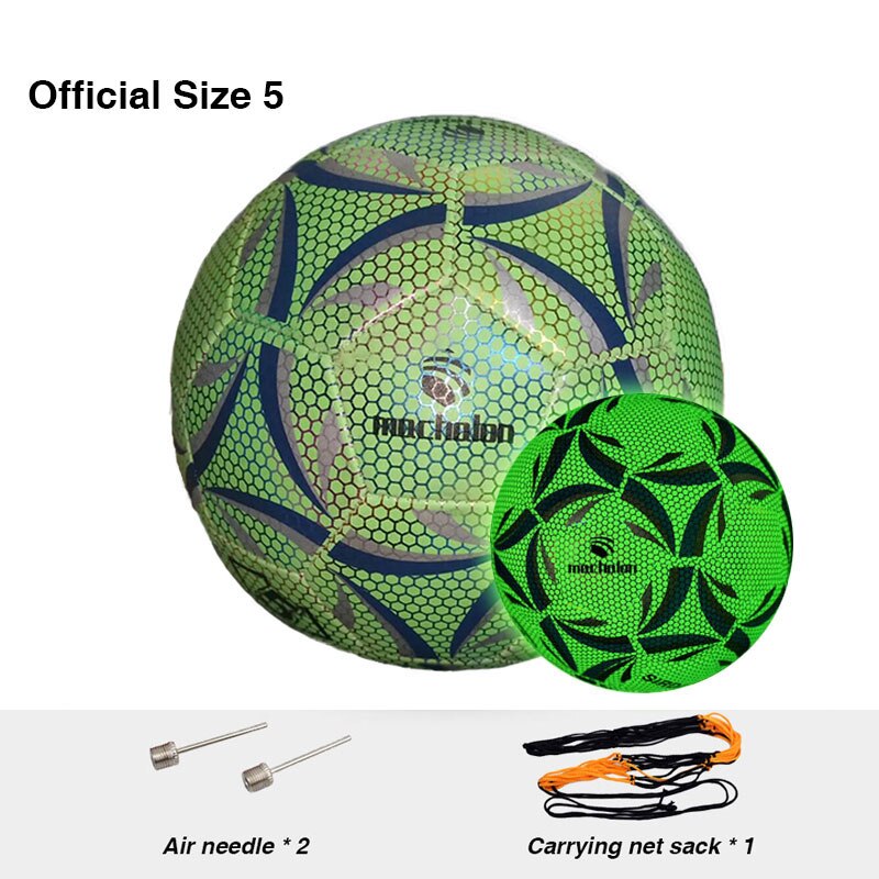 Glow In Dark Football Ball Soccer Size 5 4 Standard Practice Training Football Luminate Glowing Football balls PU Reflective: Size 5 New