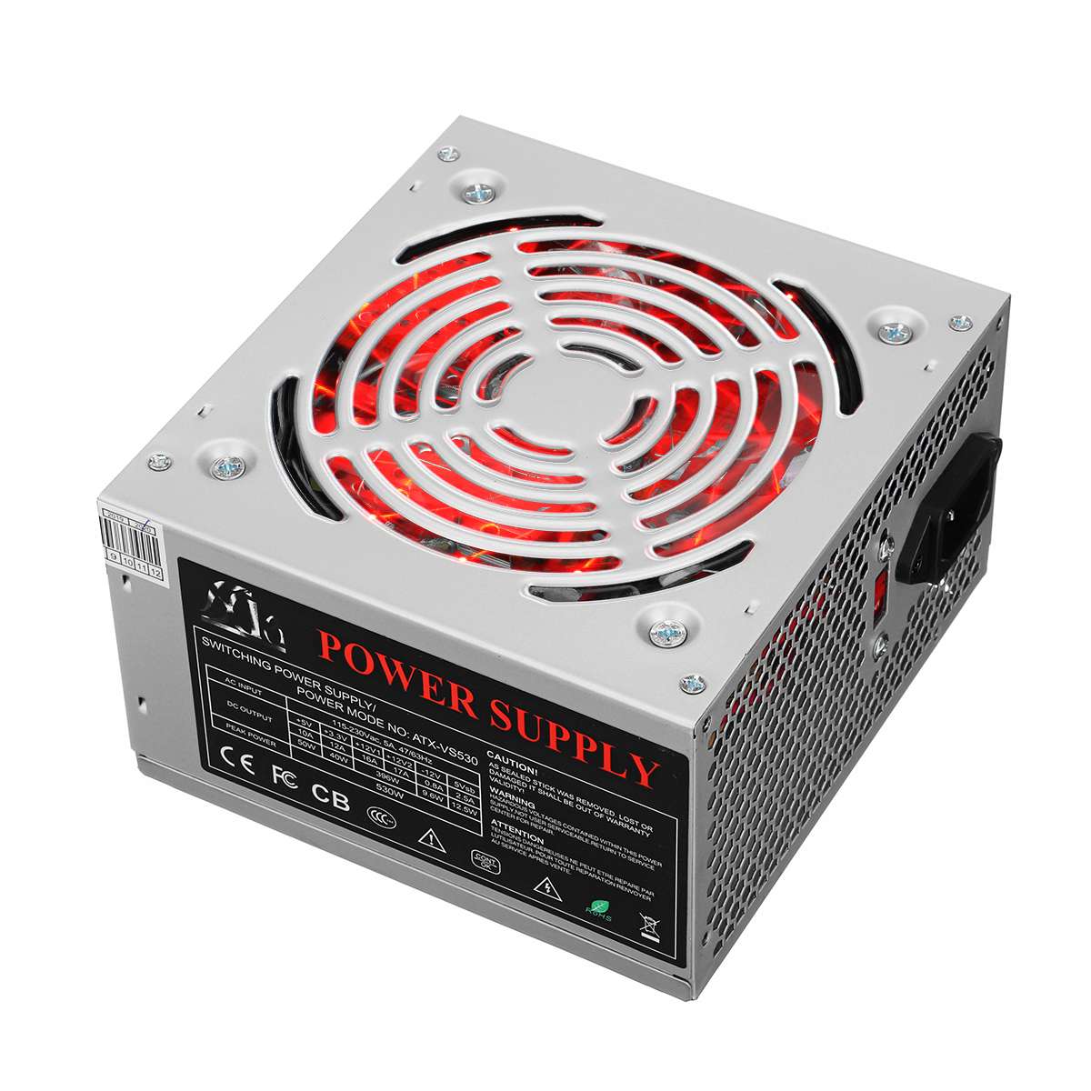 Fuente de alimentación de 530W para Pc módulo Delgado LED pasivo de PFC fuente de alimentación del ordenador ATX SATA Desktop aplicable a todas las CPU 110-230V EU
