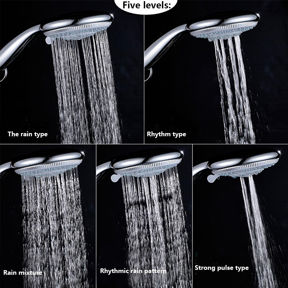 Shower Head High Pressure 5 Mode Adjustable Jetting Shower Head Saving water 120mm Head Replaces Faceplate Handheld Shower Head