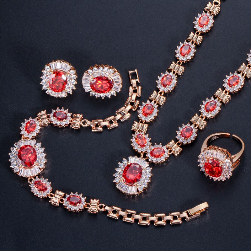 Pera 4 Stuk Sets Grote Zirconia Vrouwen Goud Kleur Ronde Groene Steen Afrikaanse Dubai Bruiloft Sieraden Sets j087