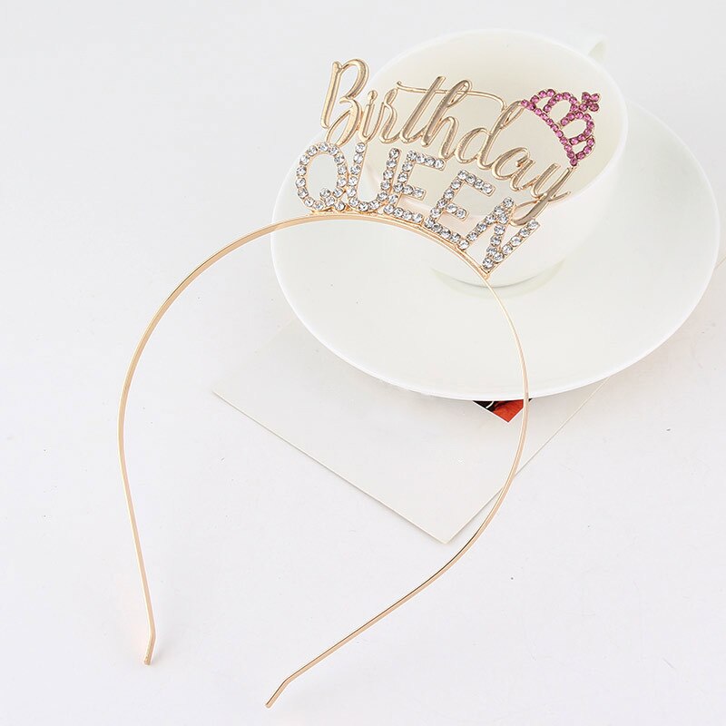 Anniversaire reine couronne diadème bandeau pour femmes filles heureux 30th 40th 50th 60th 70th 80th décorations de fête d'anniversaire faveurs: Gold