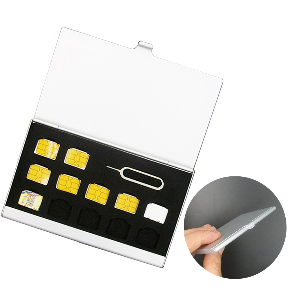 Aluminium SD Card Box Memory SIM Card Box Nano Kaart Pakket Opslag voor Apple Samsung 56 mobiele telefoon Doos