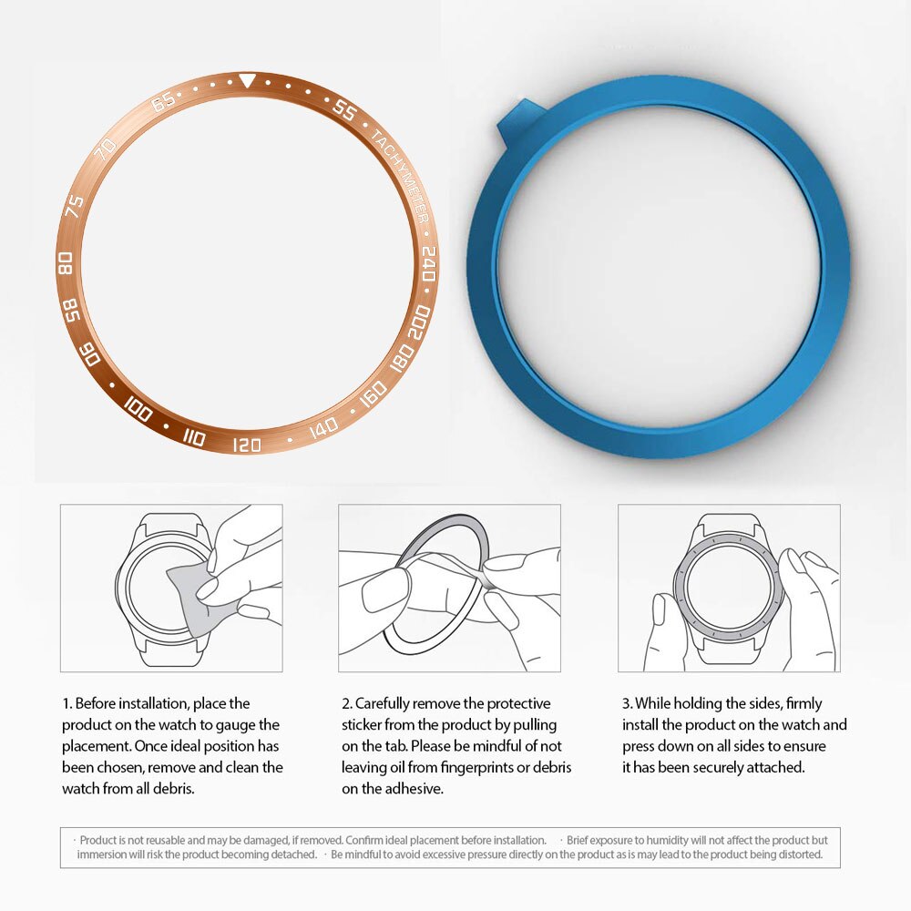 45mm smart ur cover til samsung galaxy watch 3 bezel ring anti-ridse stål bezel ring selvklæbende cover ur tilbehør: Rose guld