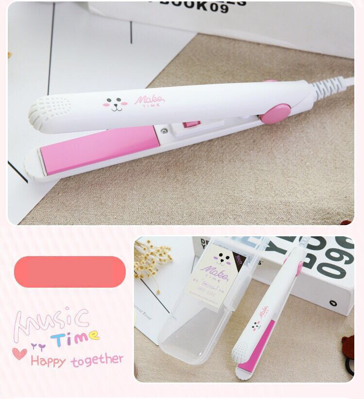 Plancha de pelo electrónica, Mini plancha alisadora de pelo portátil de cerámica plana, herramientas de estilismo: A