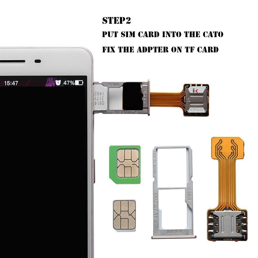 TF Hybrids Sim Slot Dual SIM Card Adapter Micro SD Extender for Android Phone