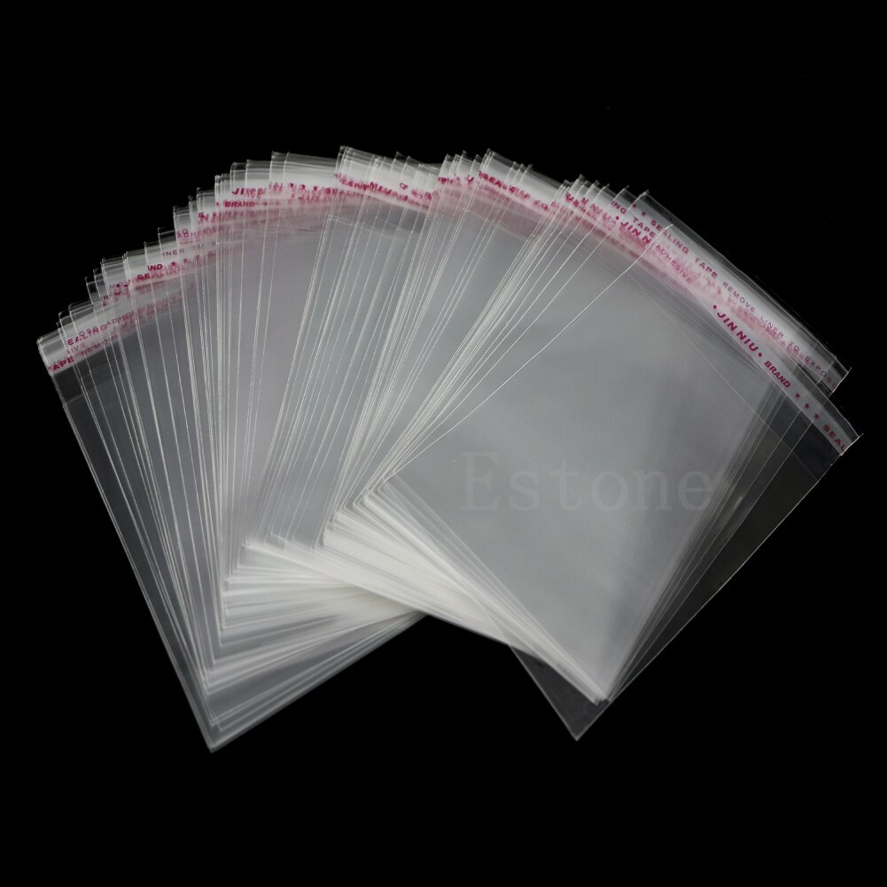 100 stk / lot opp selvklæbende plasticpose klar smykker emballage 8 cmx 12cm 3.1 "x4.7"