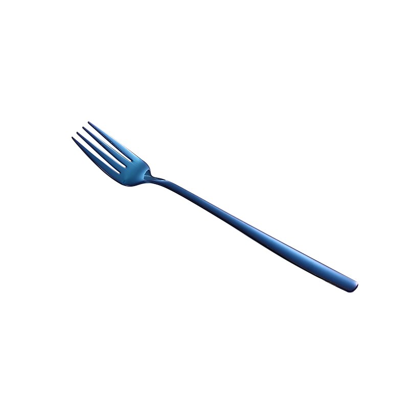 1PC Dessert Spoon Stainless Steel Vacuum Plating Coffee Dessert Stirring Spoon Shovel Long Handle Fruit Salad Forks: Fork-7