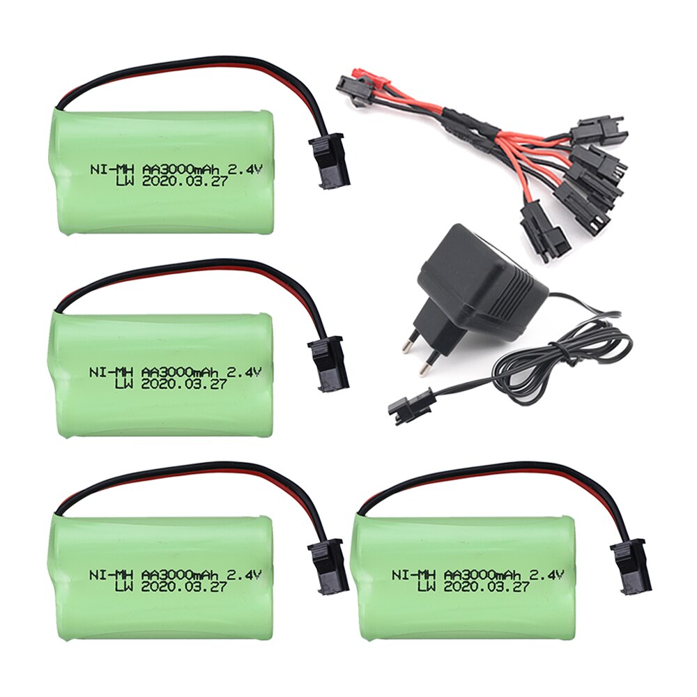 2.4 V 3000 Mah NI-CD Oplaadbare Batterij Met Lader Set Aa 2.4 V Batterij 3000 Mah Voor Afstandsbediening speelgoed Elektrisch Speelgoed: 4pcs EU 5in1