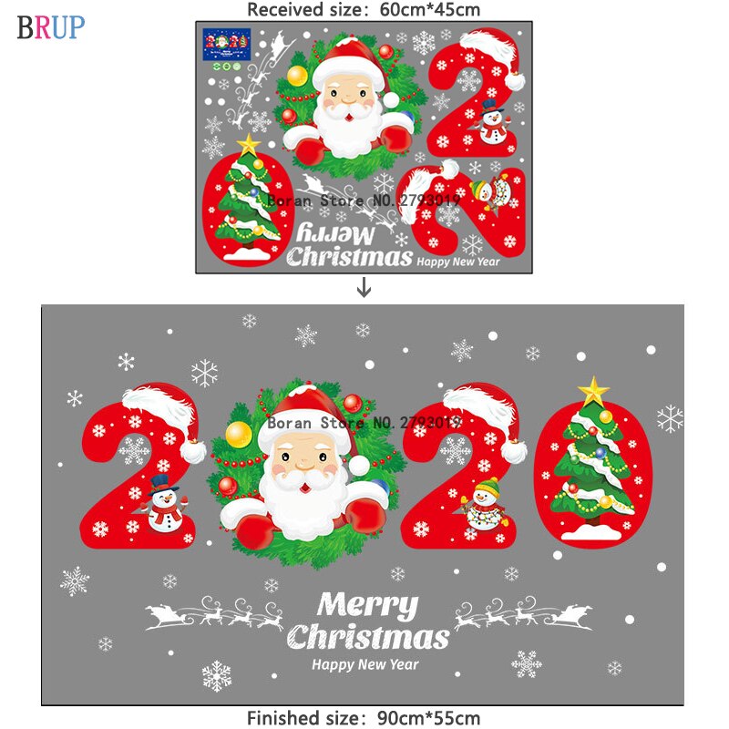 Christmas Home Decor Santa Claus Window Decoration Art PVC Vinyl Wall Stickers Merry Christmas Wallpapers Waterproof