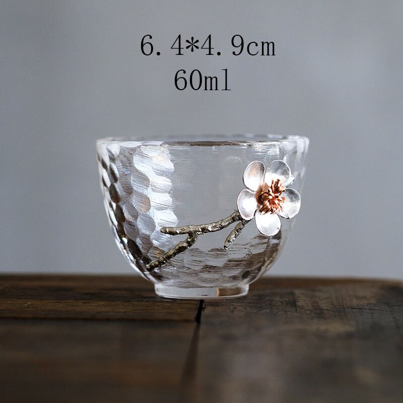 Hammarformad glas tekopp japansk stil plåtblomma högtemperaturglas tekopp exklusiva dekorativa koppar: 7