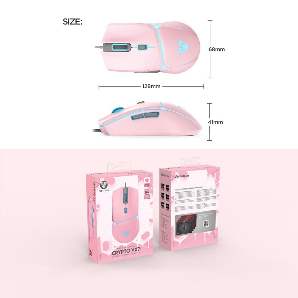 FANTECH-ratón óptico VX7 para videojuegos, dispositivo con luz 84G, 8000DPI, 6 botones, Macro, con cable para FPS y Moba
