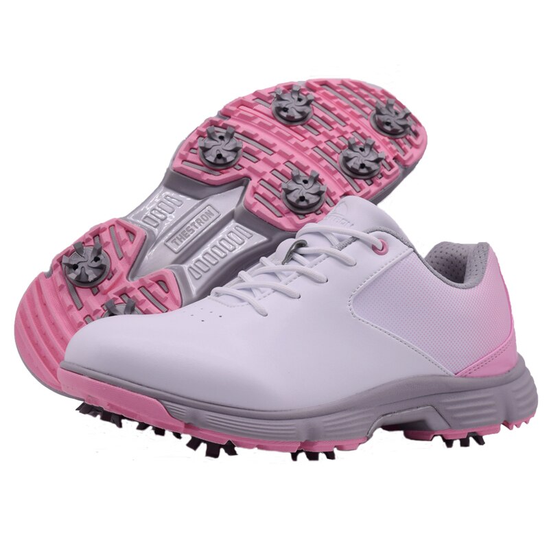 Women Waterproof Golf Shoes Spring Summer Breathable Outdoor Golf Sport Sneakers Comfortable Women Golfing Shoes: Pink / 6