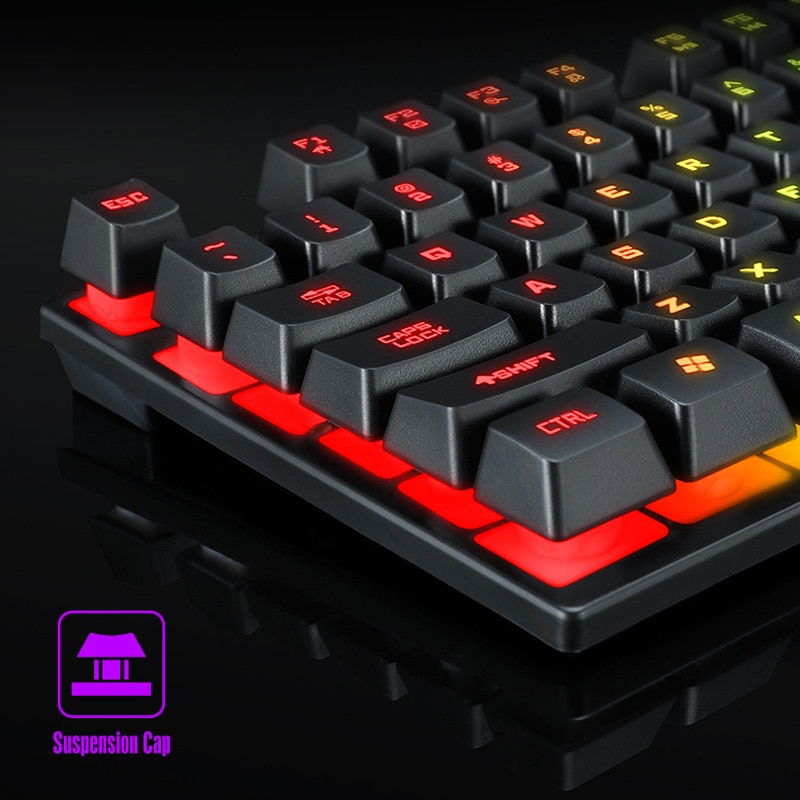 TF200 USB verdrahtet Spielen Tastatur Standard 104 Tasten Ergonomisches Multimedia Tastatur Regenbogen LED-hintergrundbeleuchtung für PC Computer/ Schreibtisch