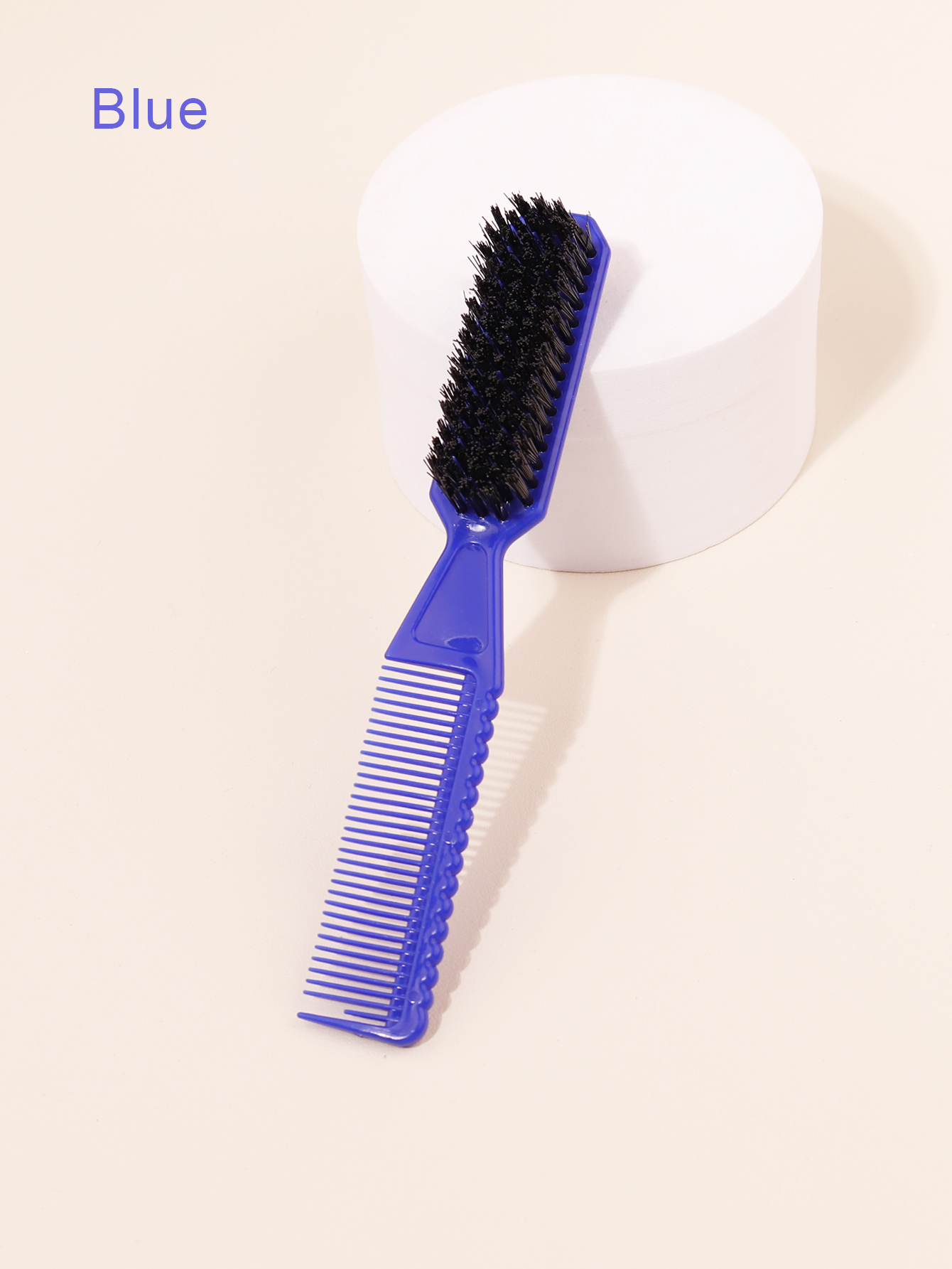 1 Stück doppelseitige Kammbürste, kleine Bart-Styling-Bürste, professionelle Rasierpinsel, Friseur, Jahrgang-Schnitzreinigungsbürste: Blau