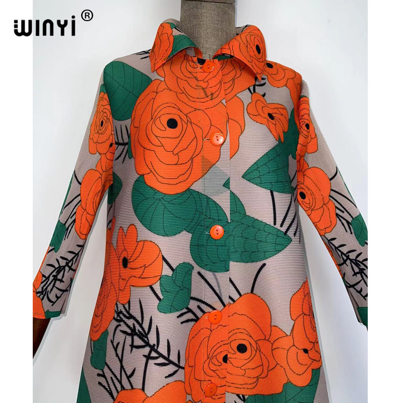 WINYI-vestido cárdigan sukienka para mujer, con estampado Floral ropa holgada arrugado, e informal para vacaciones de verano, talla única