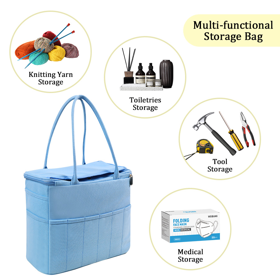 Sac de rangement pour fil à tricoter, fourre-tout, sac de rangement pour laine, crochets, aiguilles à tricoter, sac de rangement pour outils de couture, organisateur ménager de bricolage