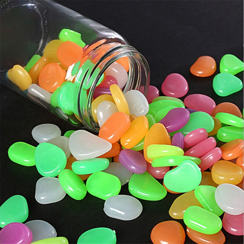 25/50Pcs Pebbles Glowing In The Dark Fluorescent Stone Aquarium Fish Tank Garden Lawn Sidewalk Luminous Stone Home Decoration