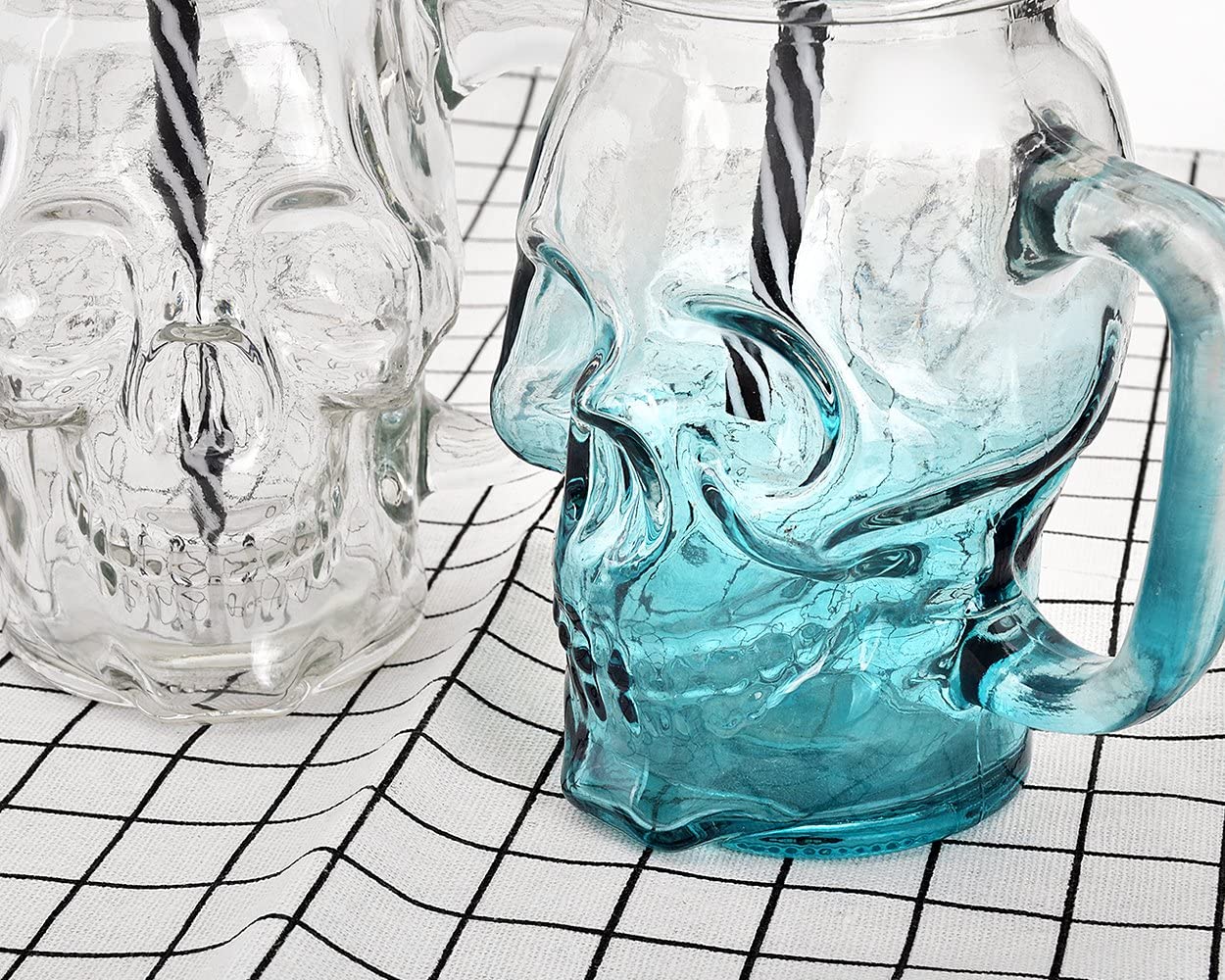 Verre avec couvercle et paille pour tête de mort, pot de maçon à large bouche, gobelet de 16oz