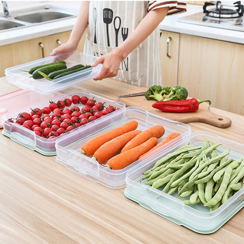 Container Airtight Food Preservation Tray Refrigerator Dumplings Storage Organizer Box with Lid FAS