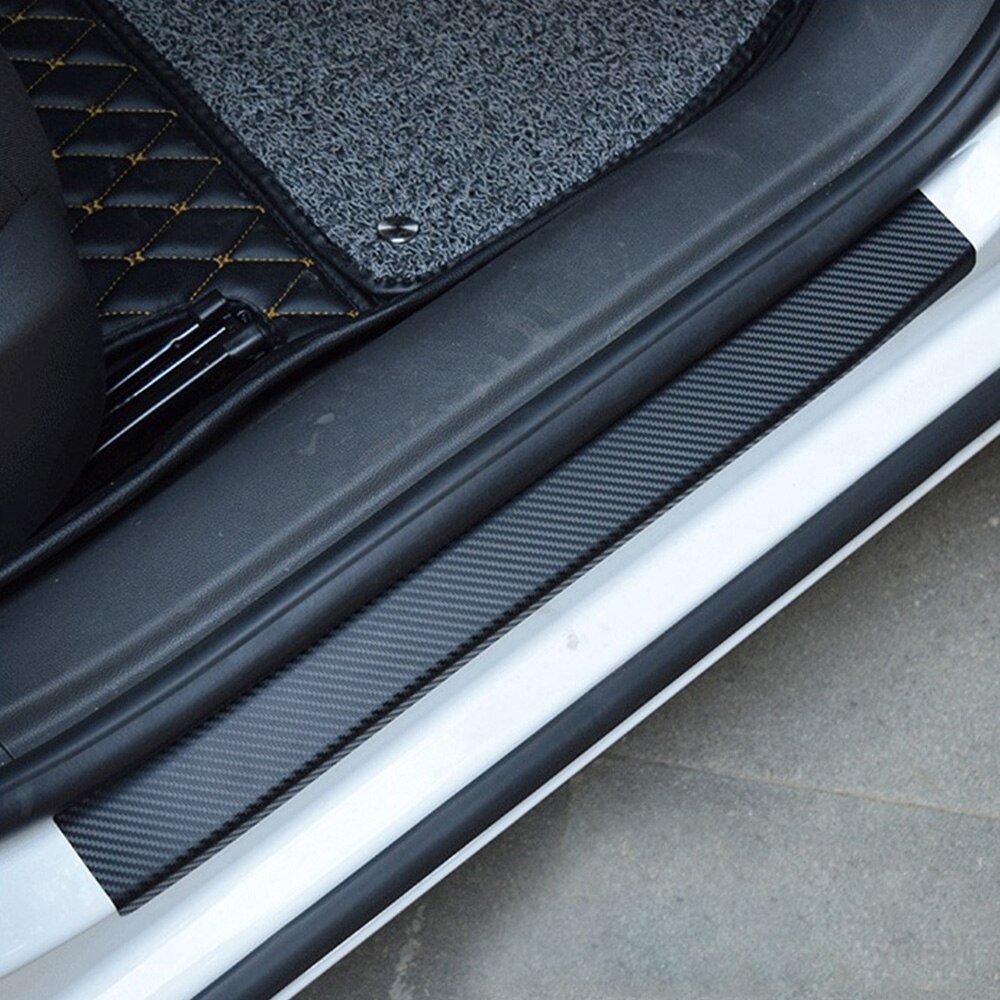 Universal bil styling klistermærke 4 stk bil tilbehør dørkarm scuff velkomstpedal beskytte kulfiber klistermærke