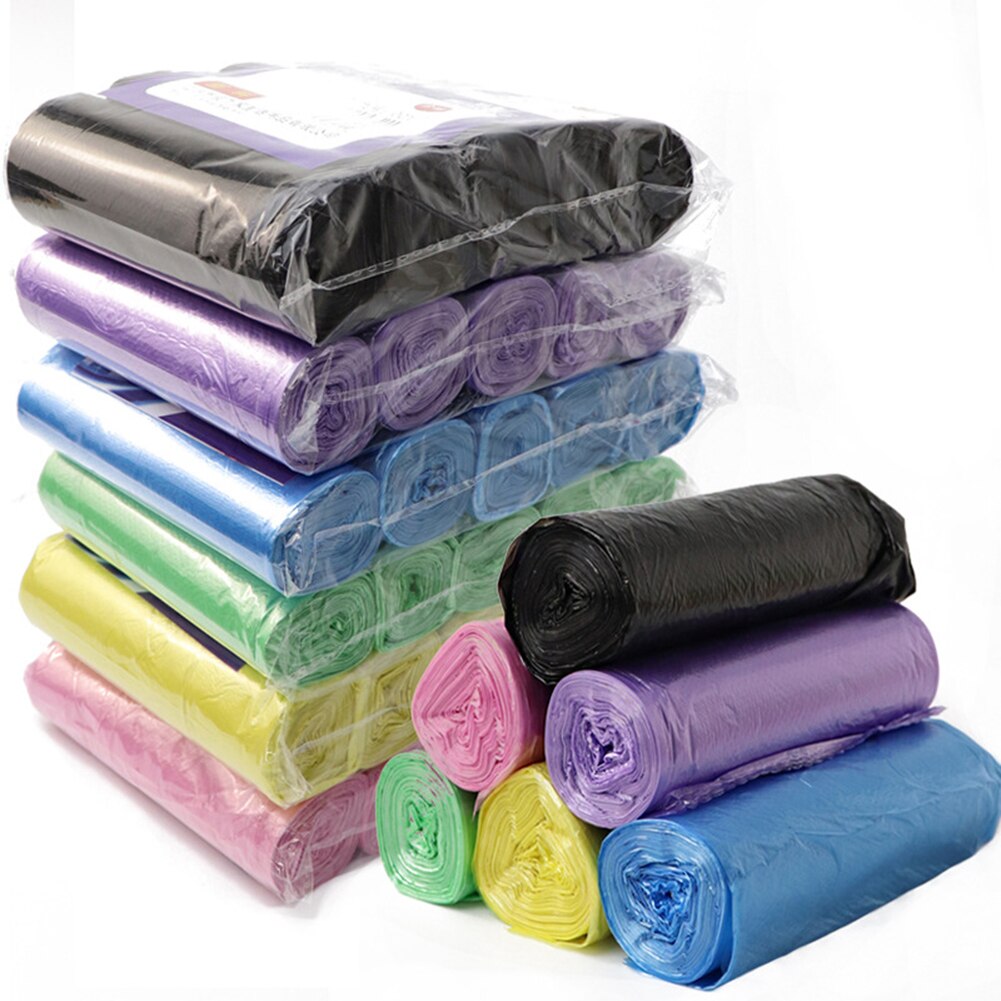 Household 5 Rolls Disposable Rubbish Bin Liner Plastic Garbage Bag Roll Cover Home Waste Trash Storage Container Garbage Bags