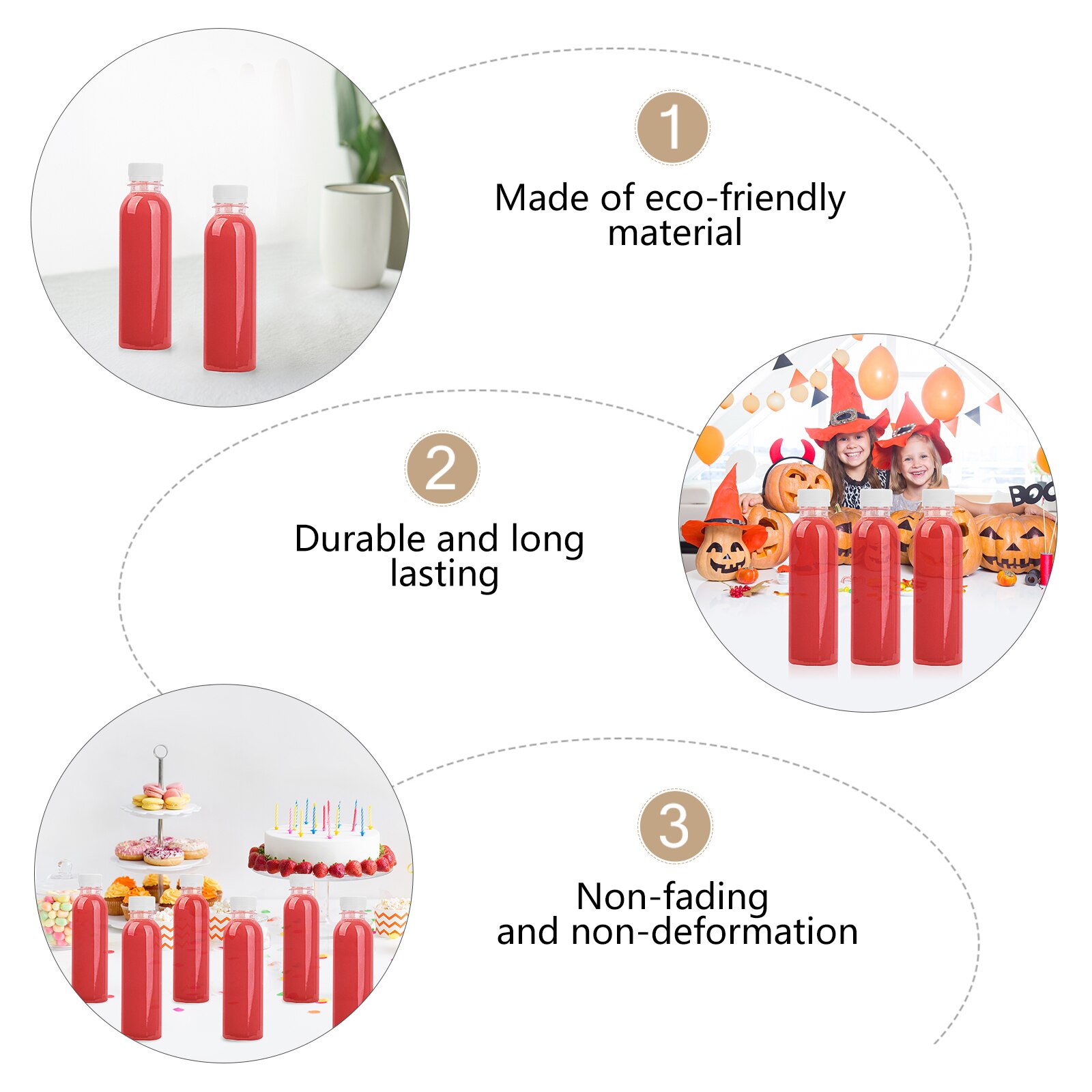 1 Set 20 Pcs 250ML Plastic Empty Bottles Practical Safe Portable Transparent Juice Bottles Drink Bottles Beverage Bottles A50