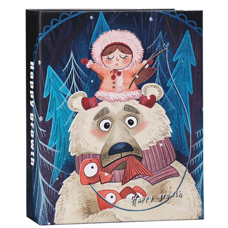 Cartoon Print 7" Photo Album 100 Photos Memory Books Horizontal and Vertical Portable Family Photo Scrapbook Album Home Retailsa