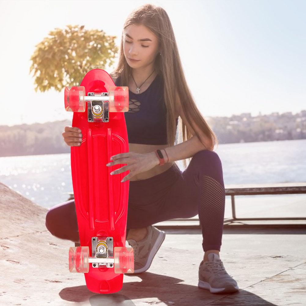 22 tommer cruiser board børn skateboard med ledede lys op hjul perfekt til børn teenagere voksne