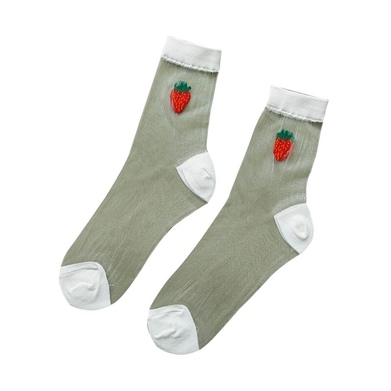 Calcetines deportivos transpirables para mujer, calcetines de barco, Cómodos calcetines tobilleros de algodón, calcetines de aguacate con flores y frutas y fresas: WT