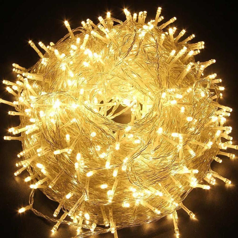 10M 20M 50M 100M Kerst Guirlande Verlichting Led String Fairy Light Festoen Lamp Outdoor decoratieve Verlichting voor Bruiloft: Warm White / 31-40W