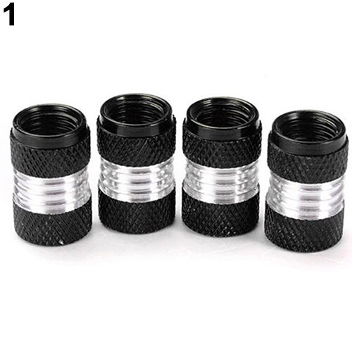 6 Kleur 4 Stuks Aluminium Auto Truck Ronde Wiel Tire Kraandopverbindingen Dust Cover Zwart/Rood/geel/Groen/Blauw/Paars: Black