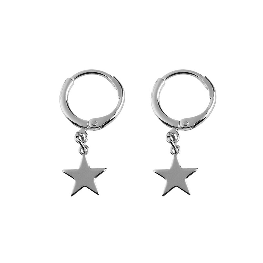 1 Paar Kleine Star Moon Bedels Oorringen Voor Vrouwen Meisjes Oor Piercing Oorbellen Mode Eenvoudige Sieraden Oor Decor