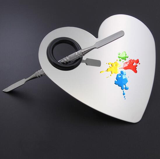 Stainless Steel Makeup Mixer Nail Art Polish Mixing Plate Foundation Eyeshadow Eye Shadow Mixing Palette + Spatula Various Shape: white