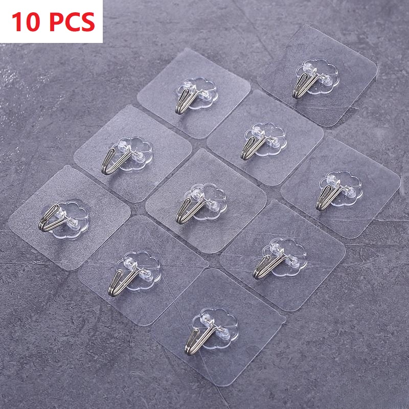 1-10 pezzi ganci autoadesivi resistenti in acciaio inossidabile trasparente appendiabiti per chiavi per cucina porta del bagno parete multifunzione: plum