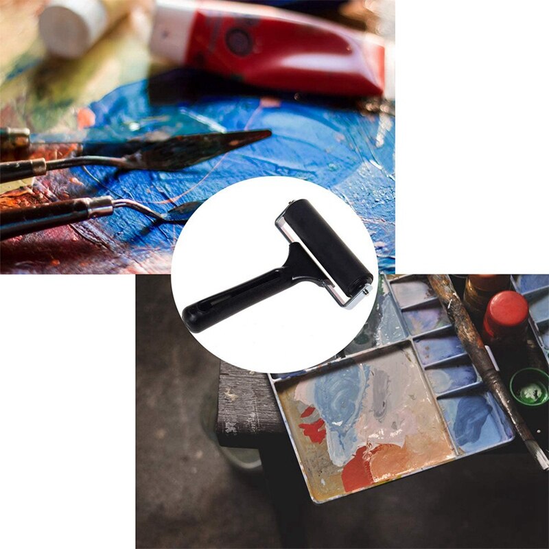 2 Pcs Rubber Brayer Roller for Printmaking/Crafts/Stamping Gluing, Brayer Ink Roller Anti-Skid Tape Construction Tool