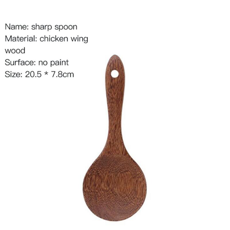 Natuurlijke Houten Servies Lepel Pollepel Turner Lange Rijst Vergiet Soep Skimmer Koken Lepels Scoop Keuken Tool Set: 04